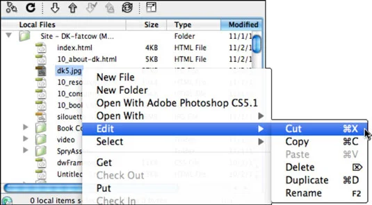 Administrer filer i Dreamweaver-filpanelet