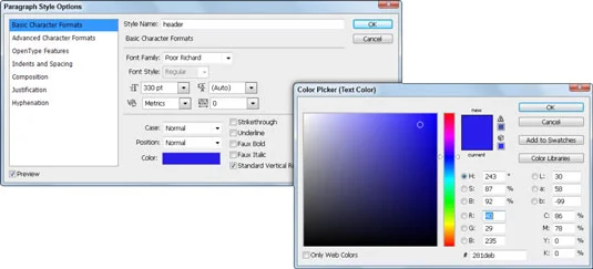 Bekezdés- és karakterstílusok létrehozása az Adobe Photoshop CS6 programban