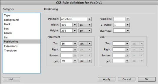 Hvordan endre Absolute-Positioned (AP) Divs i Adobe Dreamweaver CS6