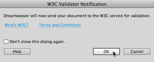 Dreamweaver-valideringspanelet
