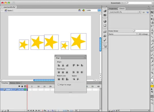 Как да подравните произведения на изкуството в Adobe Flash CS6