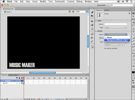 Hvordan plassere lyder på tidslinjen i Adobe Flash CS6