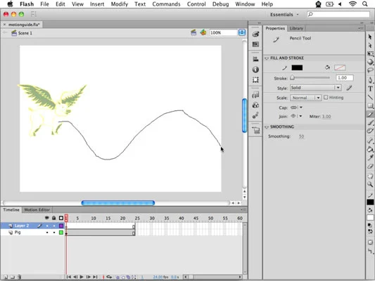 Hvordan animere langs en sti i Adobe Flash CS6