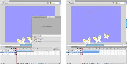 Mozgás-előbeállítások létrehozása és alkalmazása az Adobe Flash CS6-ban