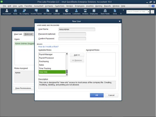Felhasználók hozzáadása a QuickBooks 2018 Enterprise Solutions programhoz