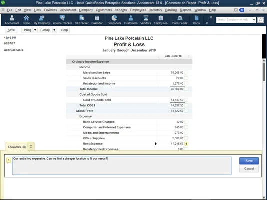 Munka a QuickBooks 2018 jelentésablak gombjaival