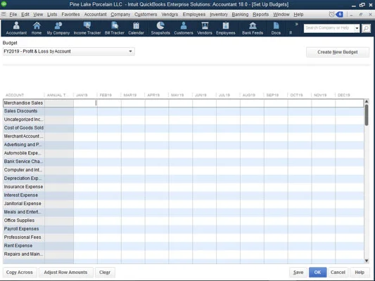 Költségkeret rögzítése vagy létrehozása a QuickBooks 2018-ban
