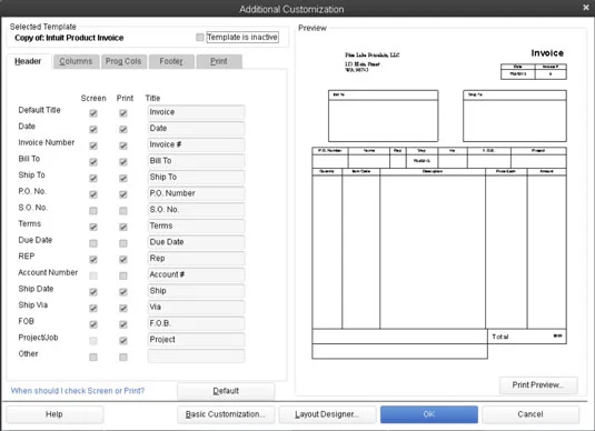 Válasszon egy QuickBooks 2013 számlasablont a testreszabáshoz