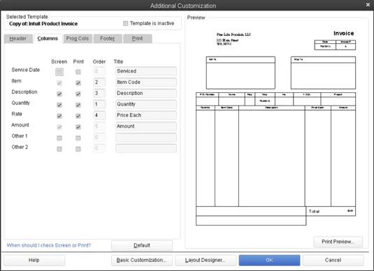 Válasszon egy QuickBooks 2013 számlasablont a testreszabáshoz