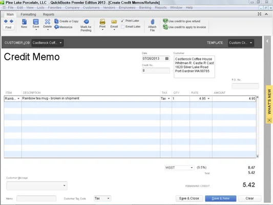 A hiteljegyzetek rögzítése a QuickBooks 2013-ban