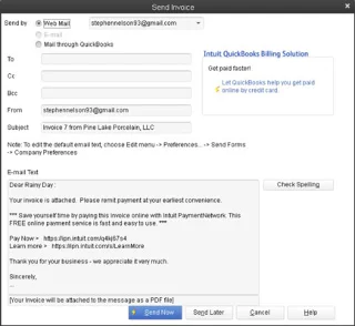 Számlák e-mailben történő küldése a QuickBooks 2013-ban