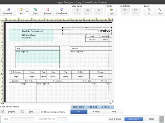 Testreszabhatja a QuickBooks 2013 számláit az Elrendezéstervező eszközzel