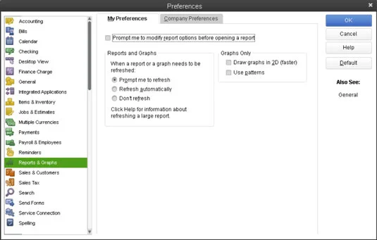 Adja meg a jelentések és grafikonok beállításait a QuickBooks 2013 alkalmazásban