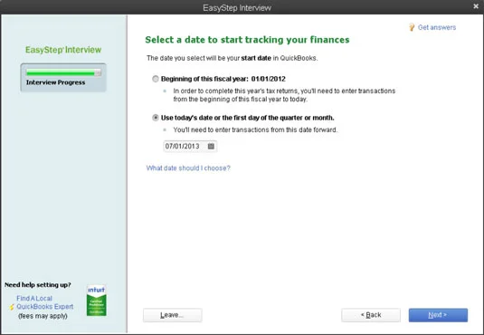 Как да стартирате настройката на QuickBooks 2013