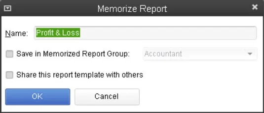 QuickBooks 2013 jelentésablak gombjai