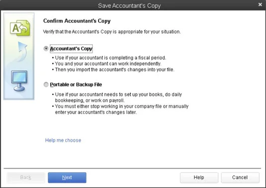Hozzon létre egy könyvelői másolatot a QuickBooks 2013 adatfájlról