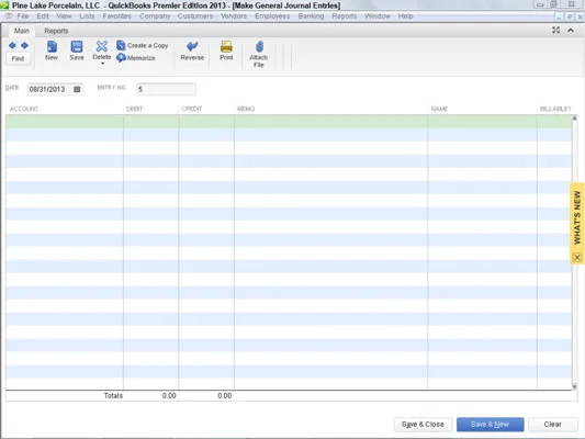 A QuickBooks 2013 naplóbejegyzéseinek rögzítése