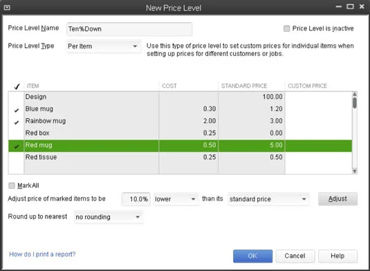 Hogyan állítsuk be az árszinteket a QuickBooks 2013-ban