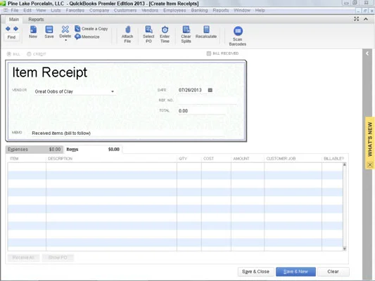 Egyidejűleg rögzítse a nyugtát és a számlát a QuickBooks 2013-ban