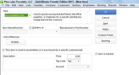 Hogyan adjunk hozzá nem készletnyi alkatrészt a QuickBooks 2013 cikklistájához