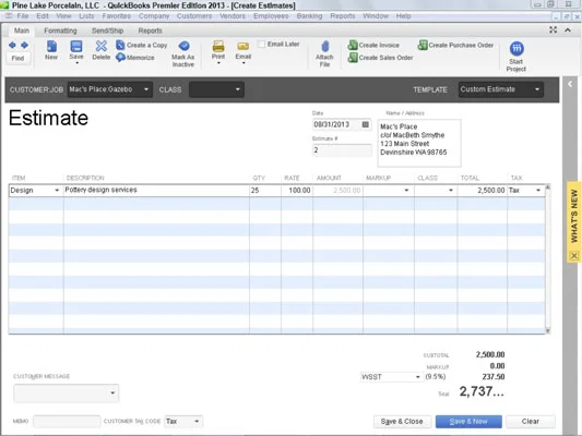 Progress Billing és QuickBooks 2013