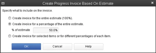 Progress Billing és QuickBooks 2013