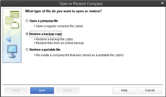 QuickBooks 2013 adatfájl visszaállítása