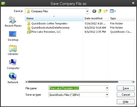 QuickBooks 2013 adatfájl visszaállítása