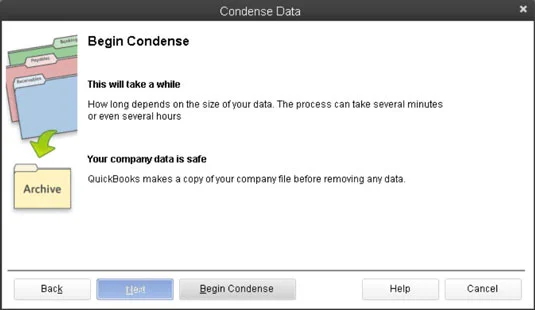 A QuickBooks 2013 adatfájl tömörítése