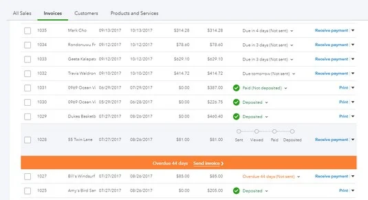 Számla állapotának kezelése a QuickBooks Online-ban