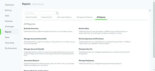 Hogyan találhat jelentést a QuickBooks Online-ban