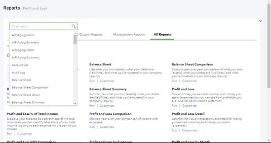 Hogyan találhat jelentést a QuickBooks Online-ban