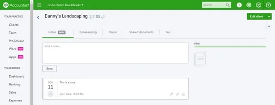 Hogyan készítsünk ügyféljegyzeteket a QuickBooks Online Accountant alkalmazásban