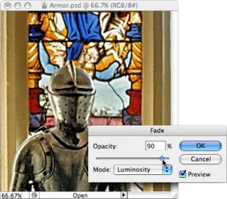 Photoshops Rediger->Fade kommando