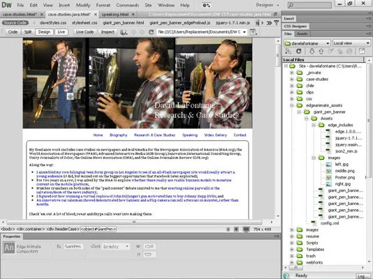 Slik bruker du Adobe Edge Animate-filer i Dreamweaver