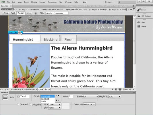 Hvordan lage fanepaneler med jQuery i Dreamweaver