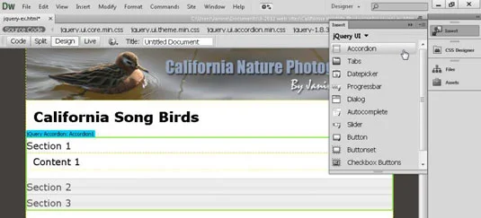 Hvordan lage sammenleggbare paneler med jQuery i Dreamweaver