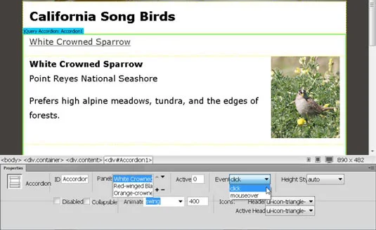 Hvordan lage sammenleggbare paneler med jQuery i Dreamweaver
