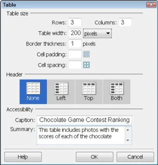 Hvordan lage en tabell i Dreamweaver
