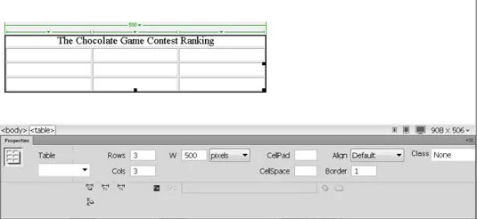 Hvordan lage en tabell i Dreamweaver