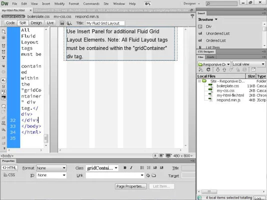 Hvordan lage en én-kolonne flytende rutenettoppsett i Dreamweaver