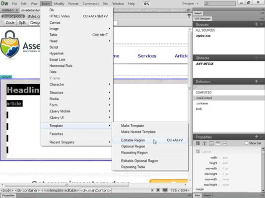 Hvordan lage en ny Dreamweaver-mal