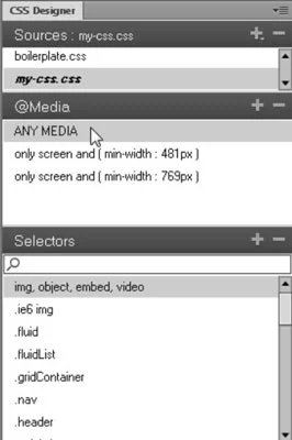 Hvordan plassere elementer i Dreamweaver for å lage tre layouter i ett flytende rutenett