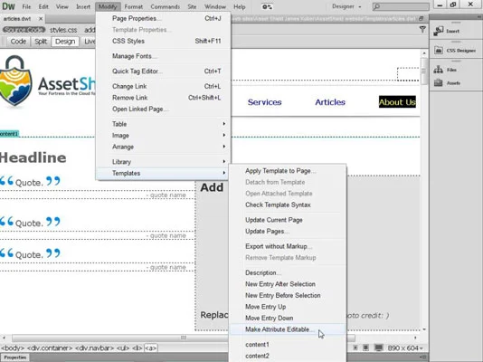 Hogyan tegyük szerkeszthetővé a Dreamweaver-attribútumokat