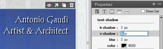 Hvordan legge til drop- og tekstskygger i Dreamweaver