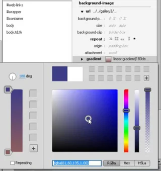 Bakgrunnspanelalternativer i Dreamweavers CSS Property Panel