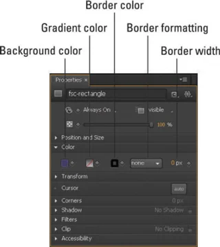 Bruk farger i Adobe Edge Animate