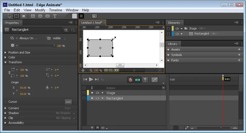 Slik skalerer du elementer i Edge Animate