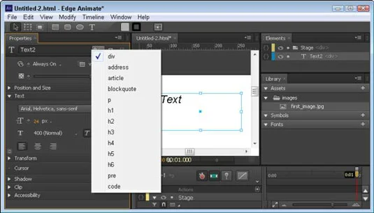 Bruk HTML-tagger i Edge Animate CC
