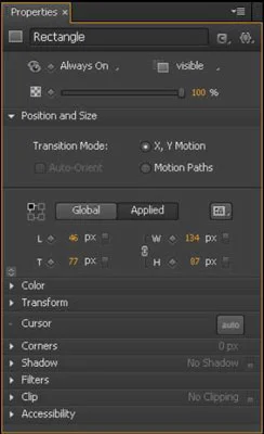 Globális vagy alkalmazott beállítások az Adobe Edge Animate programban